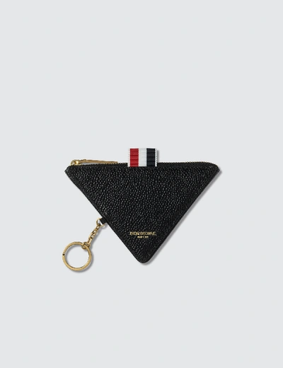 Thom Browne Triangular Zip Coin Pouch In Black