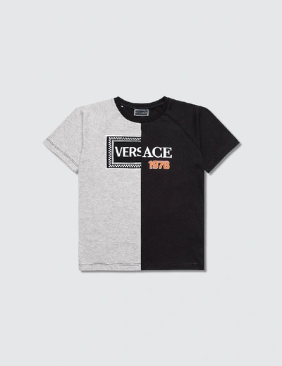 Versace Split Box Logo T-shirt In Black