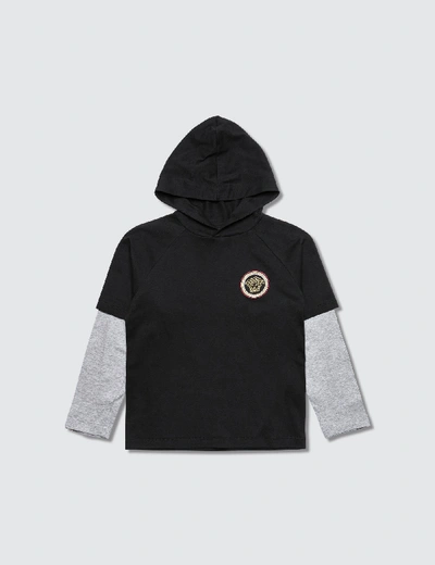 Versace Hooded L/s T-shirt With Medusa Logo (toddler) In Black