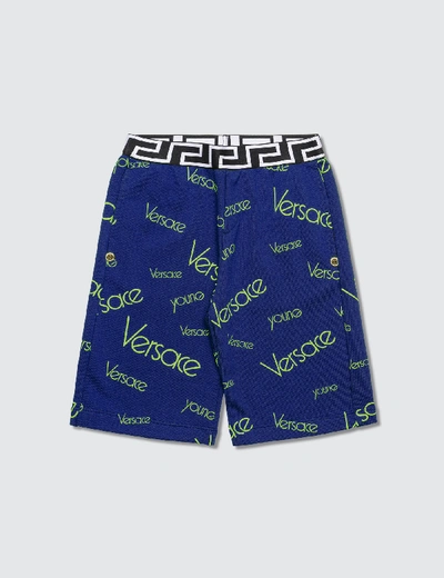 Versace Monogram Sweatshorts (toddler) In Blue