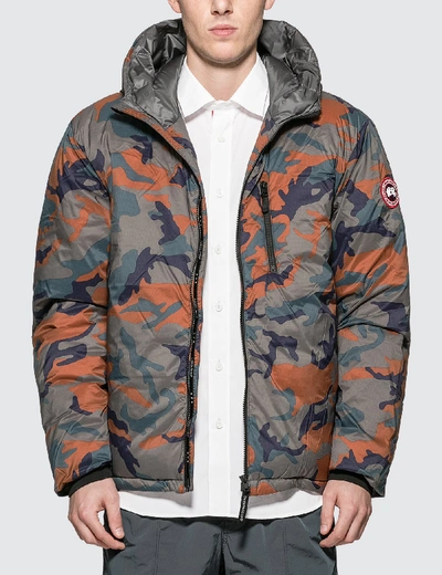 Canada Goose Lodge Slim Fit Packable 750 Fill Power Down Hooded Jacket In Classic Camo/ Rust