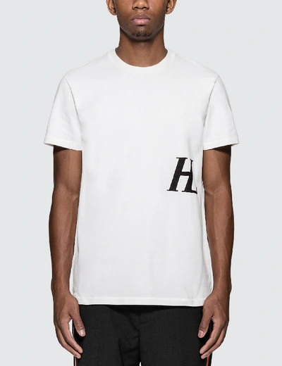 Helmut Lang Logo Detail Crewneck Cotton T-shirt In White