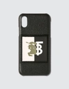 BURBERRY CONTRAST LOGO GRAPHIC LEATHER IPHONE X/XS CASE