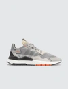 Adidas Originals Nite Jogger Ripstop, Mesh And Suede Sneakers In Grey/ Solar Orange