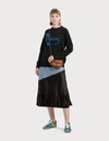 Loewe Two-tone Crepe And Satin Skirt In Black