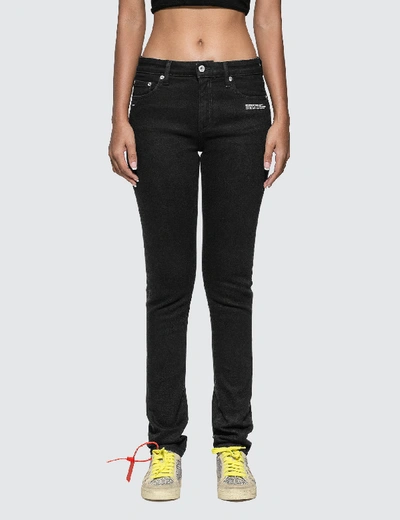 Off-white Skinny Fit Jeans With Twisted Scarf In Black