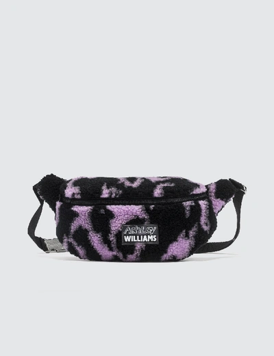 Ashley Williams Animal Print Shearling Belt Bag In Purple