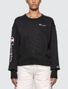 CHAMPION BIG SLEEVE SCRIPT CROPPED SWEATSHIRT