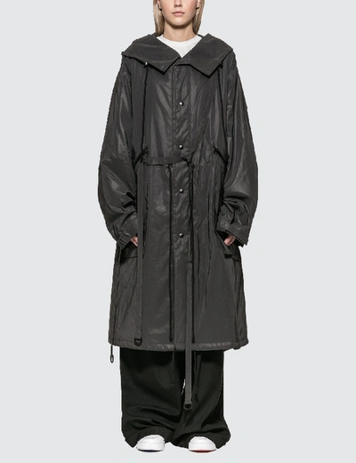 Hyein Seo Reflective Padded Fishtail Parka With Detachable Bag In Grey