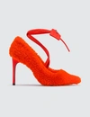 Off-white Furry Zip Tie Neon Shearling Pumps In Orange