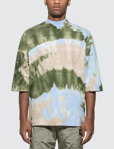 Sasquatchfabrix Tye-dye Mockneck Half Sleeve T-shirt In Green
