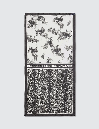 Burberry Angel Leopard Silk Scarf In Black