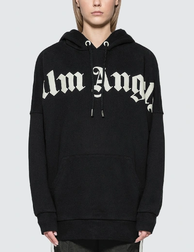 Palm Angels Front Over Logo Hoody In Black