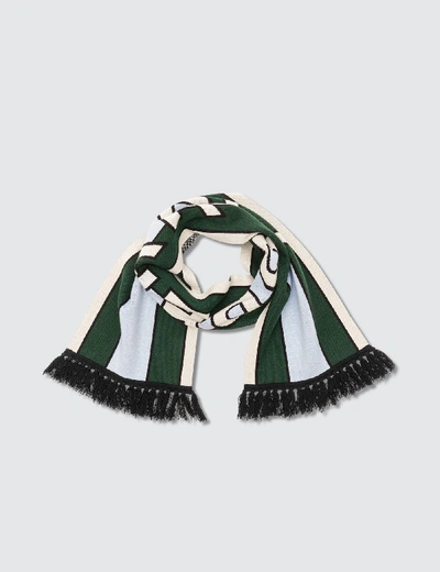 Burberry Logo Cashmere Jacquard Scarf In Green
