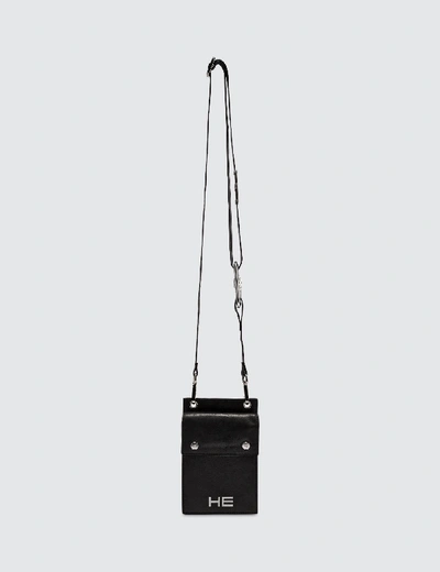 Heliot Emil Leather Phone Sling Bag In Black