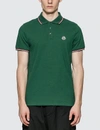 Moncler Contrast Trimmed Cotton Polo Shirt In Green