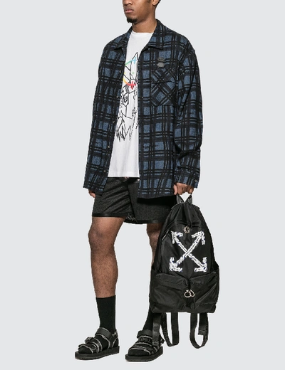 Off-white Oversize Check Cotton Flannel Shirt In Blue