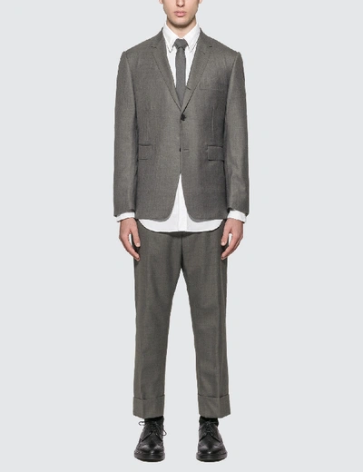 Thom Browne Super 120s Classic Wool Twill Suit With Tie In Grey