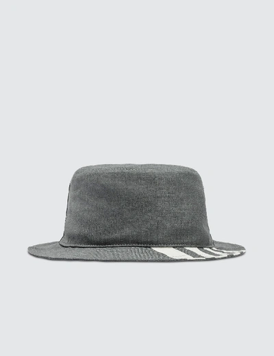 Thom Browne Navy Wool Classic 4-bar Bucket Hat