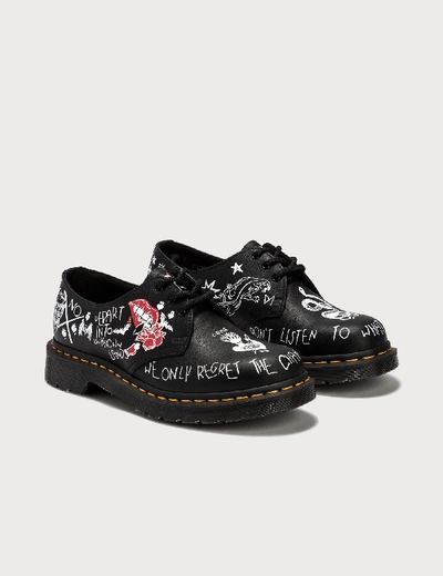 Dr. Martens 1460 Rebel Custom Chaos Backhand Leather Shoes In Black