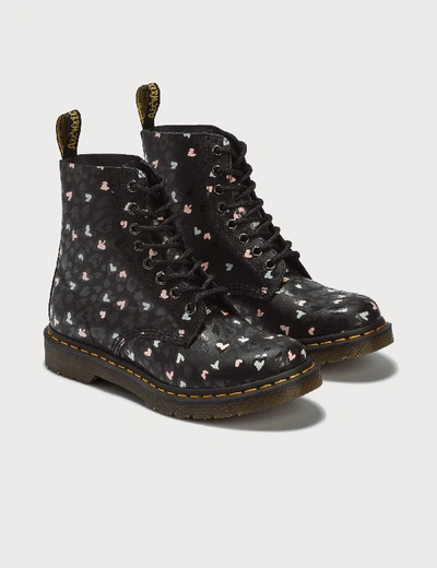 Dr. Martens' 1460 Pascal Custom Chaos Hearts Leather Ankle Boots In Black