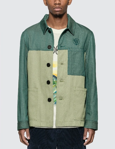 Loewe Eln Green Bicolor Workwear Jacket
