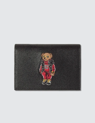 Polo Ralph Lauren Black Embroidered Polo Bear Card Holder