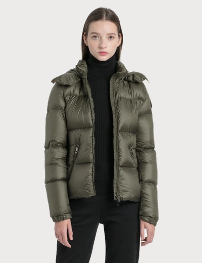 Moncler Down Jacket With Detachable Hood In Green