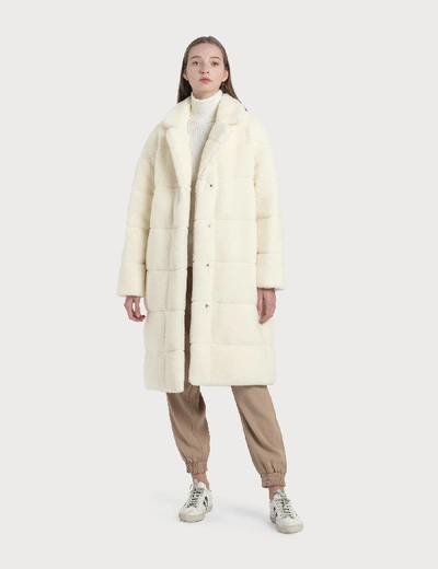 Moncler Reversible Shearling Coat In White