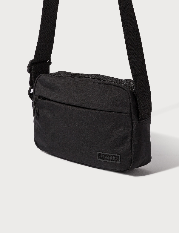 black fabric crossbody bag