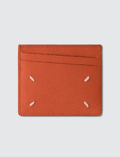 Maison Margiela Grain Leather Card Holder In Orange
