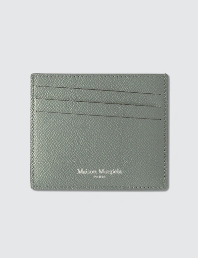 Maison Margiela Grain Leather Card Holder In Grey
