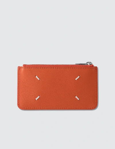 Maison Margiela Grain Leather Cardholder In Orange