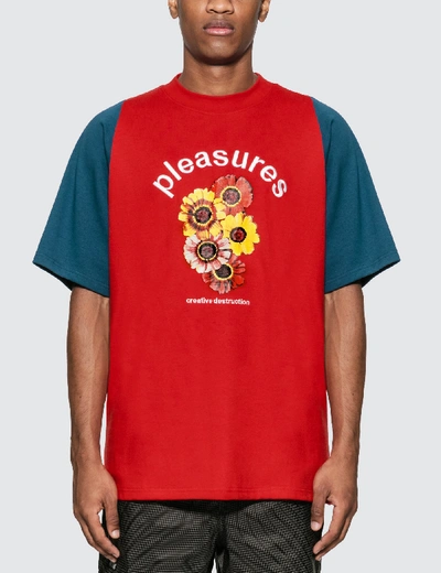 Pleasures Destruction Heavy Knit T-shirt In Maroon
