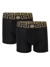 Versace Men's 2-pack Trunk Boxer Briefs In Black