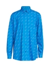 Balenciaga Men's Allover Contrast-logo Sport Shirt In Blue