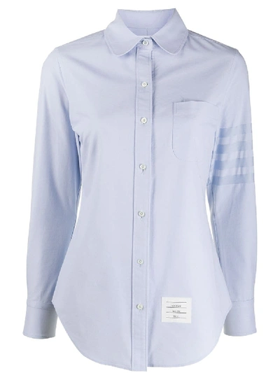 Thom Browne Oxford Shirt With 4 Bar Motif In Light Blue