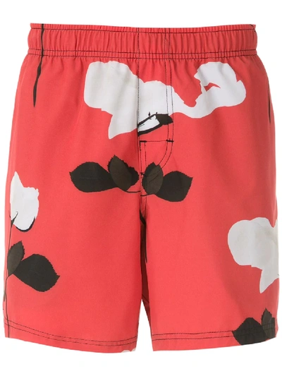 Osklen Beach Glitch Rose Swim Shorts In Red