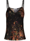 Rabanne Lace-trimmed Floral-print Satin Camisole In Black