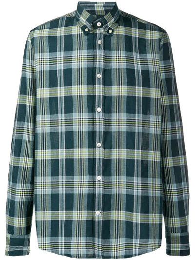 Deperlu Long Sleeve Checked Print Shirt In Blau