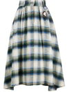 Golden Goose Checkered High-waist Cotton Skirt In Green