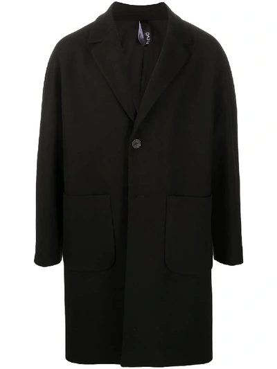 Hevo V-neck Button Down Coat In Black