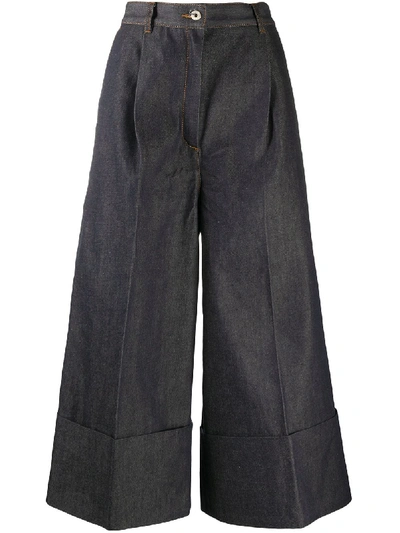 Loewe Cropped Wide-leg Jeans In Blue