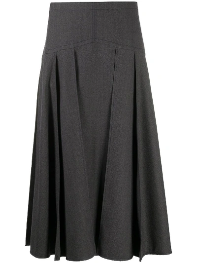 Odeeh Flared Midi Skirt In Grey