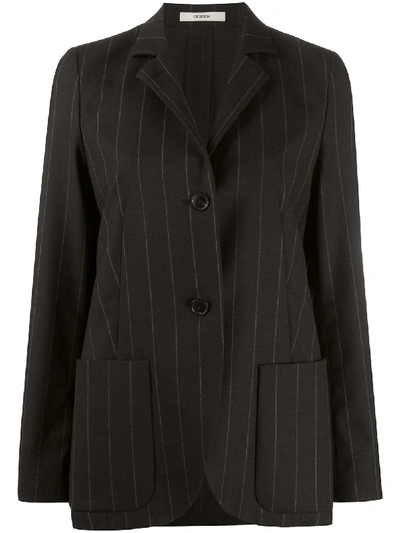 Odeeh Striped Single-breasted Blazer In Black