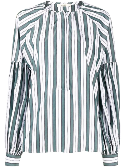 Odeeh Striped Oversized Blouse In Green