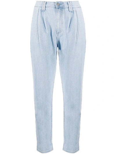 Paige Parisun Denim Cropped Trousers In Blue