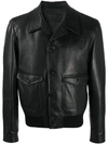 Prada Spread-collar Leather Jacket In Schwarz