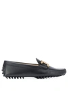 TOD'S CHAIN BUCKLE LEATHER LOAFERS