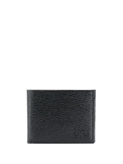 Ferragamo Leather Fold-over Wallet In Black